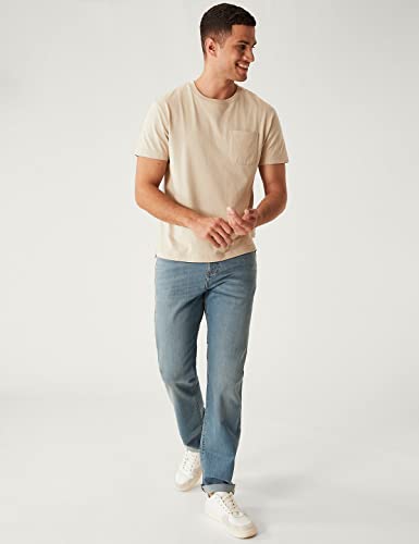 Image of Marks & Spencer Mens Light Wash Mid Rise Straight Fit Jeans