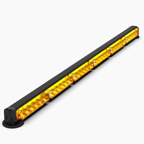 Image of 38 Inch Amber Strobe Light Bar Emergency Warning Safety Lights with Strong Magnetic Base for Trucks Construction Vehicles