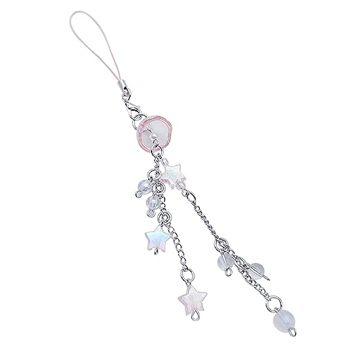 Misright Beaded Phone Strap Jellyfish Phone Charm Keychain Crystal Star Keychain for Women Girls Handmade Jewelry Ornament