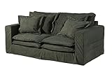 MASSIVMOEBEL24.DE | Kingston 2-Sitzer Hussensofa inkl. Kissen | in Grün - Polyester + Nylon | 196x108x76 cm | abnehmbare & waschbare Bezüge | Couch...
