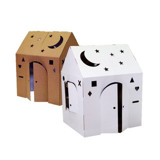 Blank Crafty Cottage - Kids Art and Craft for Indoor Fun, Color, Draw, Doodle on this Blank Canvas – Decorate and Personalize a Cardboard Fort, 32" x 26.5" x 40.5" - Made in USA, Age 3+