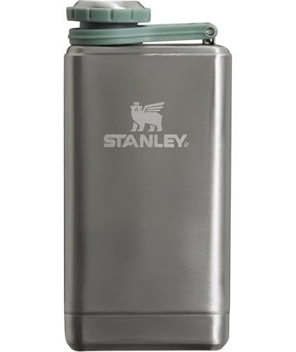 Image of Stanley Adventure Pre-Party Flask 5 oz | Leakproof Hip Flask | Hinge Connected Never Lose Cap | Insulated Stainless Steel Liquor Container | BPA-Free | Stainless Steel