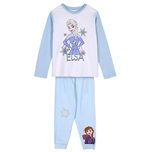 CERDÁ LIFE'S LITTLE MOMENTS Pijama Niña Invierno de Princesas Elsa y Anna de Frozen 100% de Algodón con Camiseta Manga Pantalon Largo Juego, Bleu, Talla única para Niñas