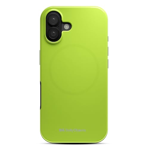 Image of DailyObjects Polycarbonate Enamel Bumper Magsafe Case For iPhone 16 Plus Compatible With Mag-Safe Wireless Charging | Lime Hybrid Magnetic Back Cover