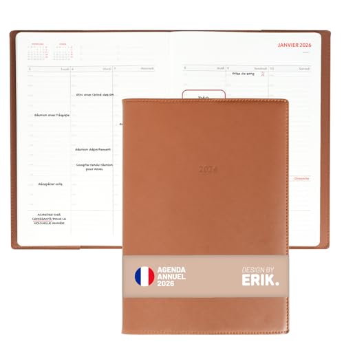 Grupo Erik - Agenda A4 2026 Semainier Vertical, en Français | Agenda 2026 Format A4 Professionnel, Carnet de Rendez-Vous