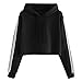 Produktbild Hniunew Kurz Pullover Freizeit Sweatshirt Damen Kapuzenpullover Mit Kapuze Gestreiften Crop Tops Sport Sweater Hoodie Langarmpullover Klein Bluse Sweatjacke Streifen Strickjacke Jumper