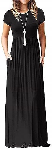 AUSELILY Women's Classic Short Sleeve Loose Plain Casual Long Max...