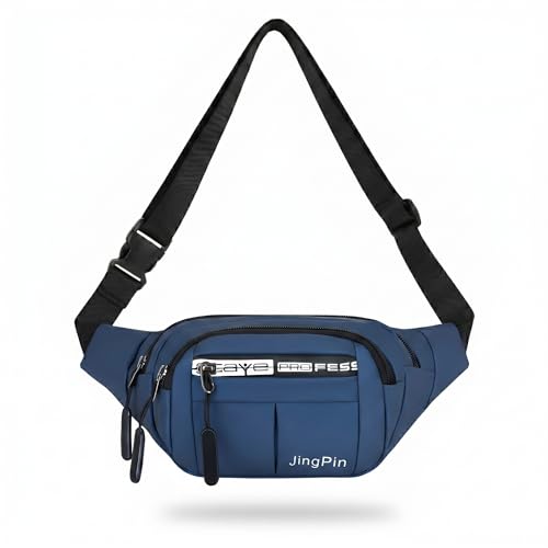 Image of Kraptick Cross-Body Waist Bag - Waterproof Waist Bag for Travel, Running & Hiking, Multi-Functional Waist Pouch for Men & Women, Lightweight Outdoor Waist Belt (Blue)