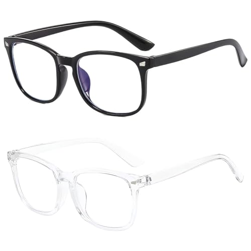Image of Clear Blue Light Glasses for Women and Men, Fashionable Square Frame Glasses with Anti Glare Protection