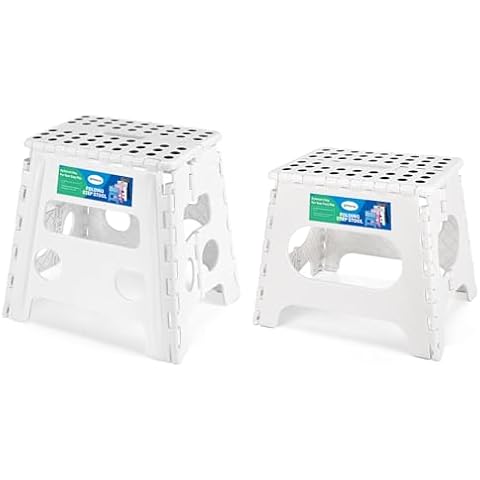 Dyforce Folding Step Stool 13" and 11", Kids Step Stool, Light-Weight Toddler Step Stool for Kitchen, Bathroom, Holds Up to 300 lbs White Cover