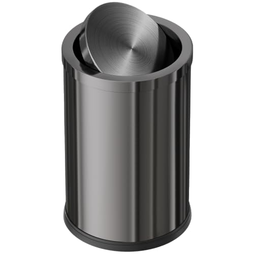 Image of Stainless Steel Trash can,Bathroom Trash can with lid,Small Trash Can with Flipping Lid, 9 L,Garbage cans for Kitchen,Living Room. Metallic Gold (Gun Gery)
