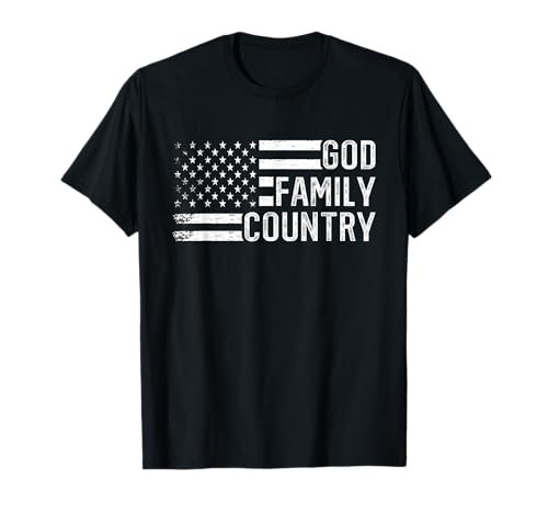 God Family Country - Patriotic Christian US Flag T-Shirt