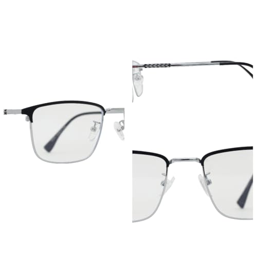 Image of ADMIRE Metal Frame Eyeglasses, Black, Rectangular Shape, Clear Lens, Lightweight Hal-Rim Spectacles