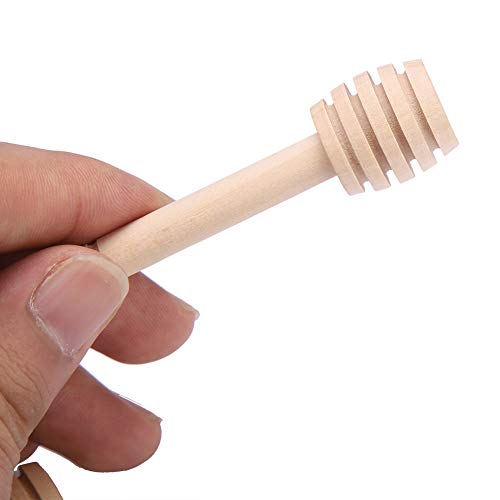 24Pcs Wooden Honey Dripper, Honey Dripper, Wood Honey Dripper Honey Sticks Server Jam Syrup Drizzler Stirring Rod Kitchen Gadgets (10cm)