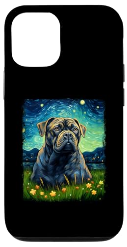 Carcasa para iPhone 13 Pro Cane Corso Dog Noche Estrellada Pintura