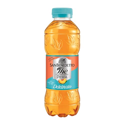 San Benedetto, Thè Deteinato alla Pesca, 500 ml, Senza Teina e Glutine, Bevanda Fresca e Dissetante, Tappo Click, con Poche Calorie.