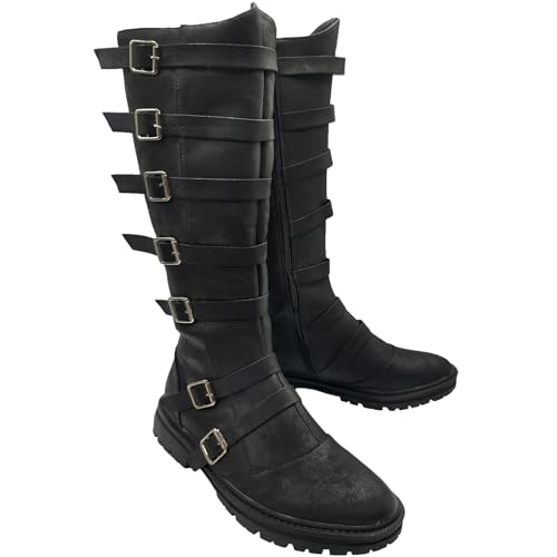 Image of Unisex Medieval Pirate Boots Men's Renaissance Boot Halloween PU Leather Costume Boot Gothic Cosplay Shoes