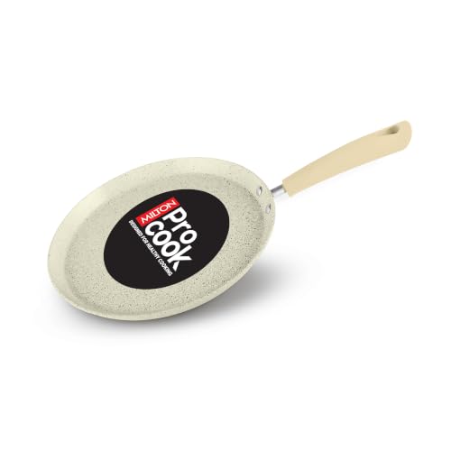 Image of Milton Pro Cook Induction Cookware & Gas Friendly Ceramic Non-Stick Omni Tawa 26 cm | KFCC South Korean Coating Dosa Tawa | Flat Tawa | PFOA & PFAS Free | Healthy Low-Oil Cooking | 2Y Warranty | Cream