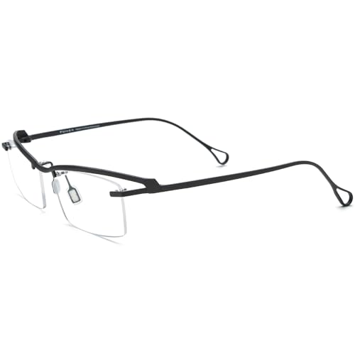 Image of FONEX Pure Titanium Glasses Frame Men Semi Rimless Square Eyeglasses Eyewear DTX416
