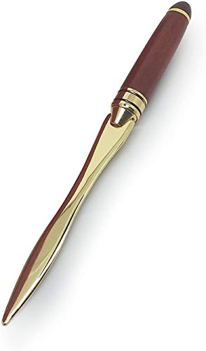 Pack of 2 Letter Opener Envelope Slitter for Letter Envelope Elegant Luxury Rosewood Handle Brass Blade Burgundy & Golden Color Comes with Complimentary Pen (Burgundy and Golden)