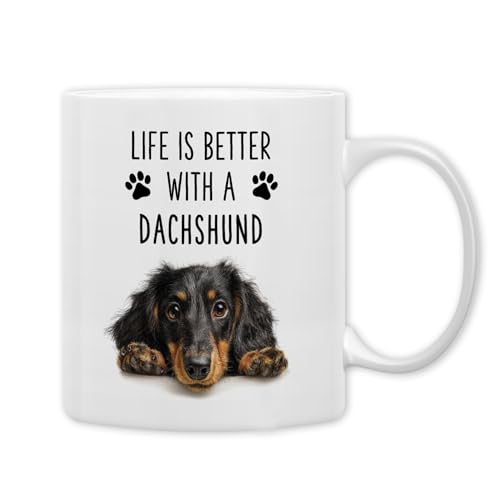 Taza de cerámica para café con diseño de perro dachshund 11 oz miniatura 1