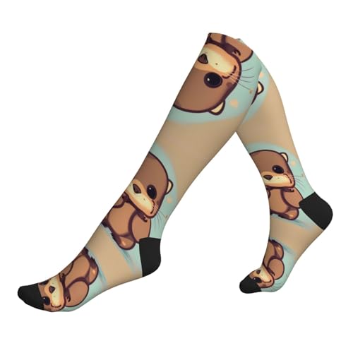 Cute Otter Print Mens Tube Socks,Womens Running Socks,Sport Compression Socks For Men And Women