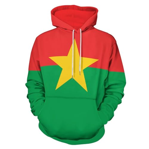 Sweat à capuche pour hommes avec cordon de serrage ajustable chaud pull drapeau Burkina Faso