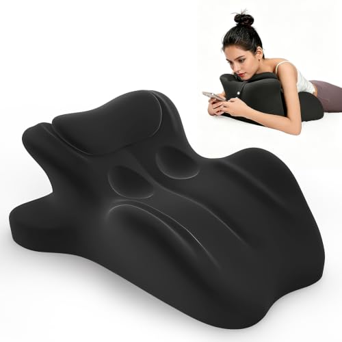 LXJTHT Ergonomic Memory Foam Wedge Pillow, 27° Angled Bed Wedge Support Pillow for Back, Waist, Hips, Legs and Neck, Multi-Position Cushion with Removable Cover (Black)