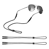 2 Stück Brillenband Sport, Baumwollseil Brillenband Herren, 35cm Brillenbänder für Männer und Frauen, Verstellbares Sportbrillenband, Sonnenbrillen Band, Anti-Verlust Brillenbänder (Schwarz 2)