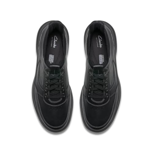 Clarks Per Uomo. 26184415 Mullan Easy Sneakers In Pelle Nera (45), Nero, Basso, Stringhe, Casual - 6