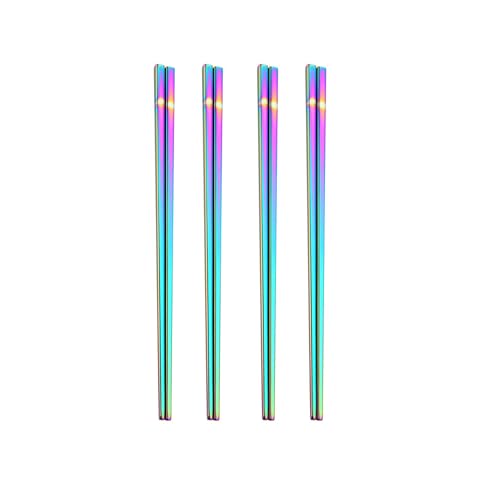 Stainless Steel Chopsticks,Reusable ,Dishwasher Safe , Easy to Use（4 PCS,Rainbow）