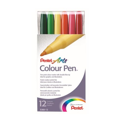 Pentel Arts Color Pen, 12-Color Set (S360-12)