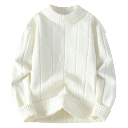 Men Winter O Neck Pullovers Loose Knitted Solid Color Warm Sweater