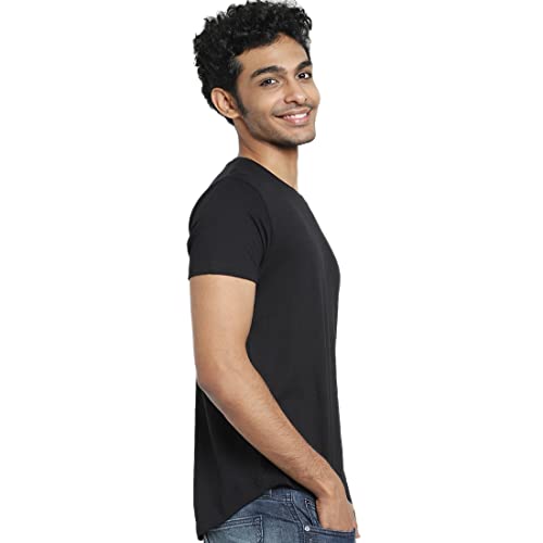 Image of Bewakoof Black Half Sleeve Apple Cut T-Shirt