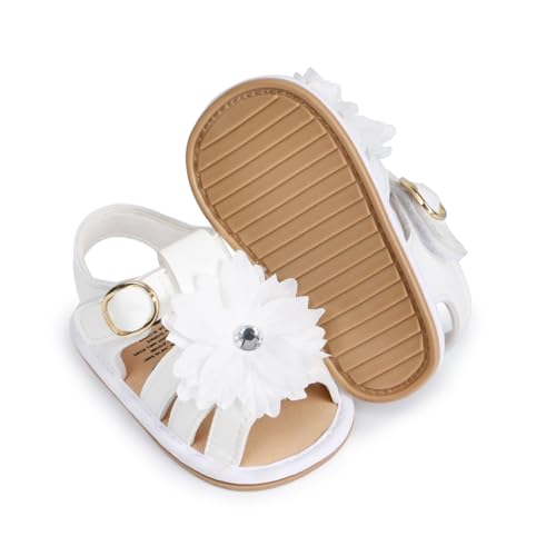 Image of HsdsBebe Baby Girls Sandals Bohemia Flower Bow Soft Sole Toddler First Walkers Beach Summer Shoes