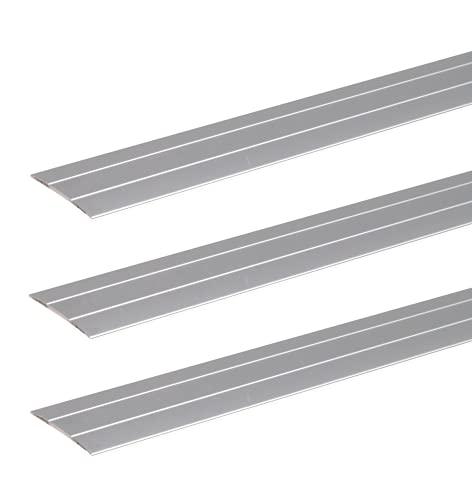 GAH-Alberts 498917 484491 Lot de 3 profilés de transition auto-adhésifs avec deux rainures Aluminium anodisé argenté 900 x 38 mm