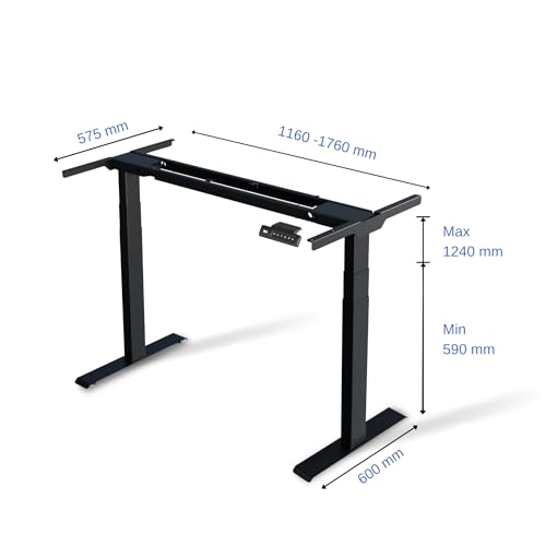 Image of ErgoYou - Electric Height Adjustable Standing Table - Dual Motor 3 Stage - 125 Kg Max Weight Capacity - E15 Series - Ergonomic Sit Stand Computer Desk (Only Frame)