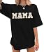 Baseball Mom Shirt Women Baseball Shirt Oversized Chenille Game Day Tops Sports Fan Gift Clothes Black