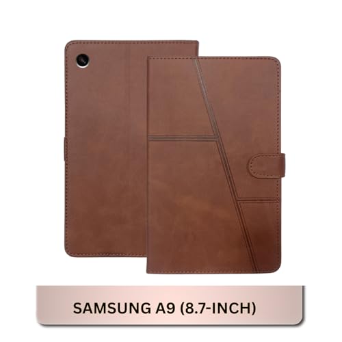 Image of flip Cover for Samsung Galaxy tab a9 | Premium pu Leather Magnetic flip case | Slim Stand Cover with auto Sleep /Wake | 360 Protection (Darkbrown)