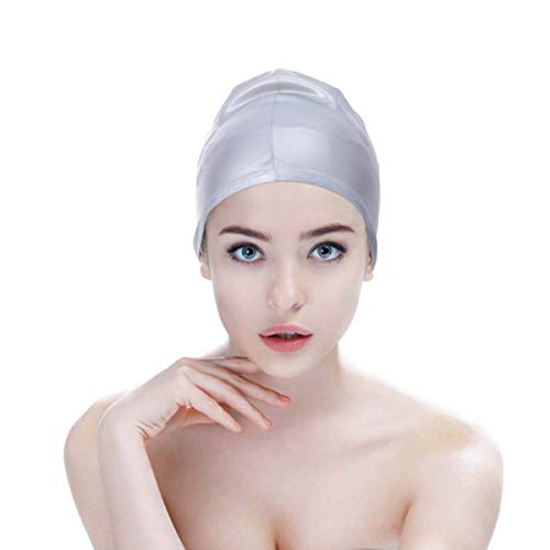 BESPORTBLE Touca de natação de silicone para cabelo longo à prova d'água para mulheres e homens, cr