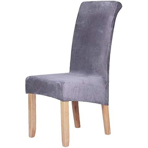 smiry Stretch Chair Covers for Dining Room,Silver Grey Set of 6 Velvet Large Dining Chair Slipcovers Cover