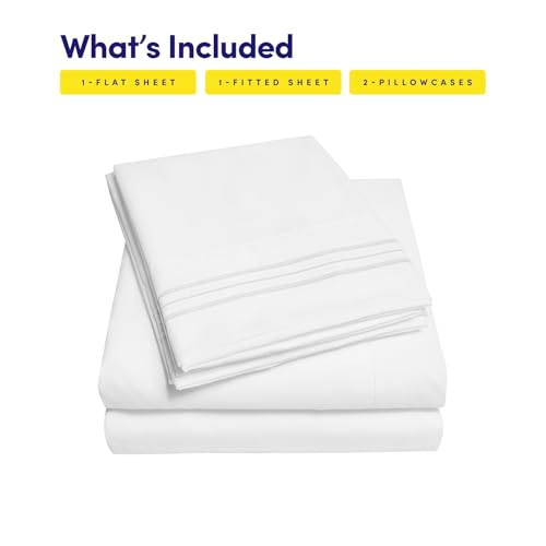 Image of 1500 Supreme Collection Full Sheet Sets White - Luxury Hotel Bed Sheets and Pillowcase Set for Full Mattress - Extra Soft, Elastic Corner Straps, Deep Pocket Sheets, Full White