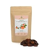 🍑 ALBARICOQUES NATURALES: Los albaricoques naturales tienen un sabor suave y ligeramente dulce. El albaricoquero es termófilo, tiene raíces fuertes, alcanza una altura de más de 8 metros y tiene entre 40 y 60 años. El fruto es mensual, con un núcleo aplanado, cuyo núcleo interno se utiliza como sustituto de las almendras. Se cree que los albaricoques se originan en Asia Central y Armenia en particular, por lo que su nombre botánico es Prunus armeniaca.