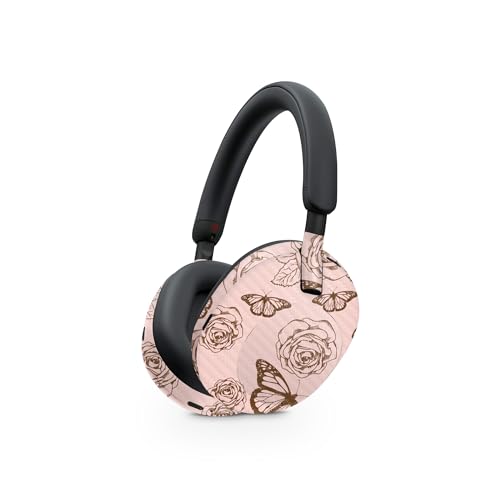 Image of MightySkins Carbon Fiber Skin Compatible with Sony WH-1000XM5 Headphones - Butterfly Garden | Protective, Durable Textured Carbon Fiber Finish | Easy to Apply