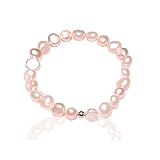 Luckyvestir Pearl Bracelets for Women, 8mm Trendy Freshwater Pearl Bracelet for Wife Girls Mother, C