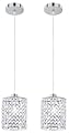 TISLYCO Modern Crystal Pendant Light Fixtures Set of 2, Ceiling Hanging Crystal Chandelier Over Kitchen Island Sink Lighting,Chrome Pendant Lighting For Dining Room, Bathroom, Hallway, EntryWay,Closet