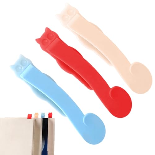 Silicone Automatic Bookmarks, 3x Cute Page Markers, Cute Page Markers, Silicone Book Page Marks, Automatic Bookmark Book Clip Si