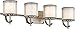 Kichler 45452AP Lighting Tallie Four Light Swing Arm Bath Vanity, Antique Pewter Finish with Satin Etched White Glass with White Organza/Grey Shade