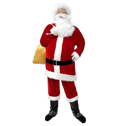 Costume Père Noël homme grande taille M-XXXXL avec velours haut de gamme et fourrure épaisse