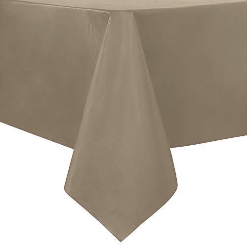 Image of sancua 100% Waterproof Rectangle PVC Tablecloth - 52 x 70 Inch - Oil Proof Spill Proof Vinyl Table Cloth, Wipe Clean Table Cover for Dining Tables, Buffet Parties and Camping, Khaki